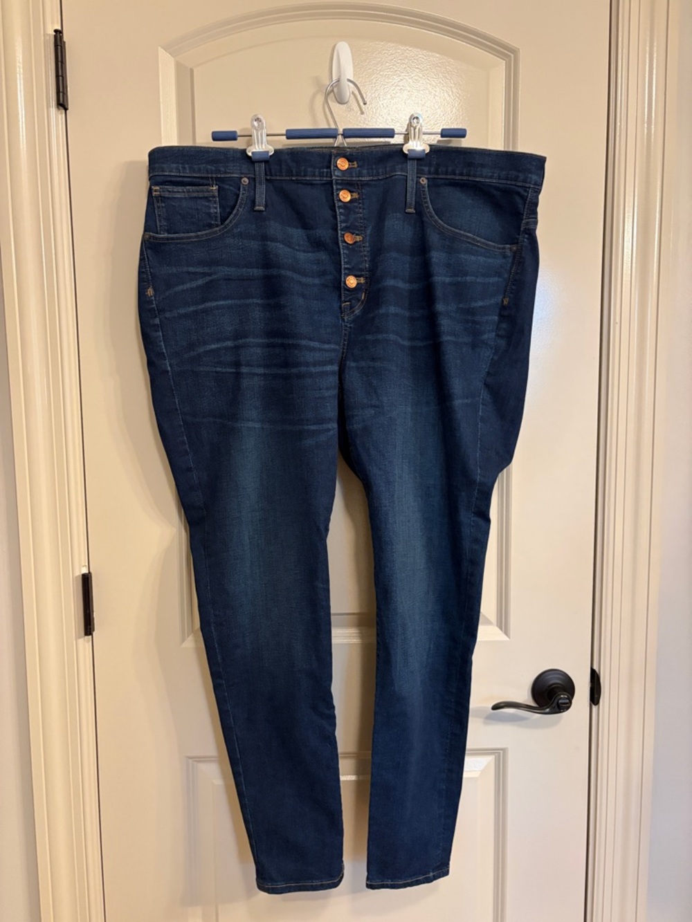 Madewell High Rise Skinny Button Up Blue Jeans